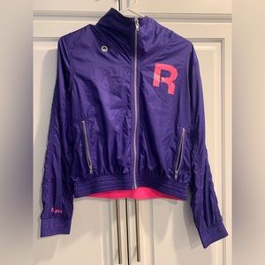 reebok zip up wind breaker purple women’s size medium